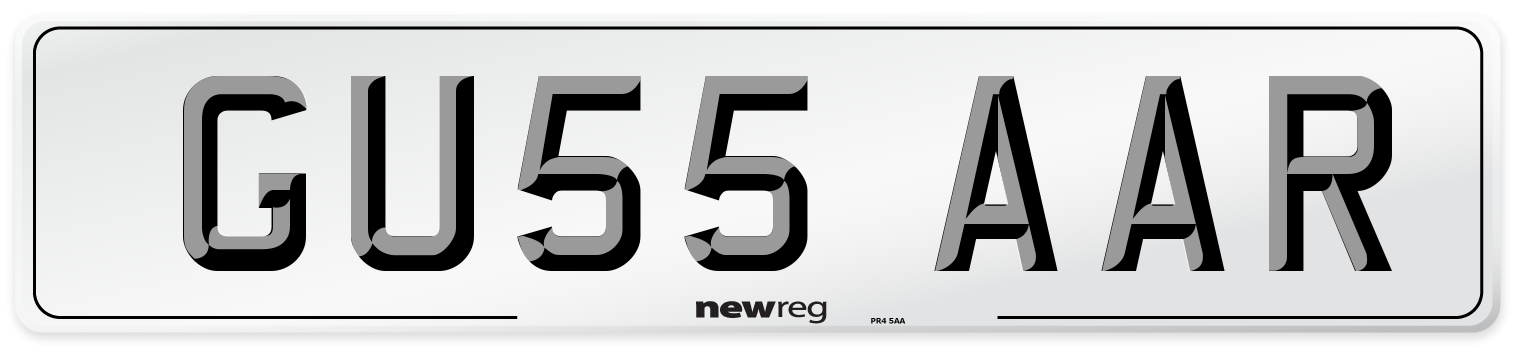 GU55 AAR Number Plate from New Reg